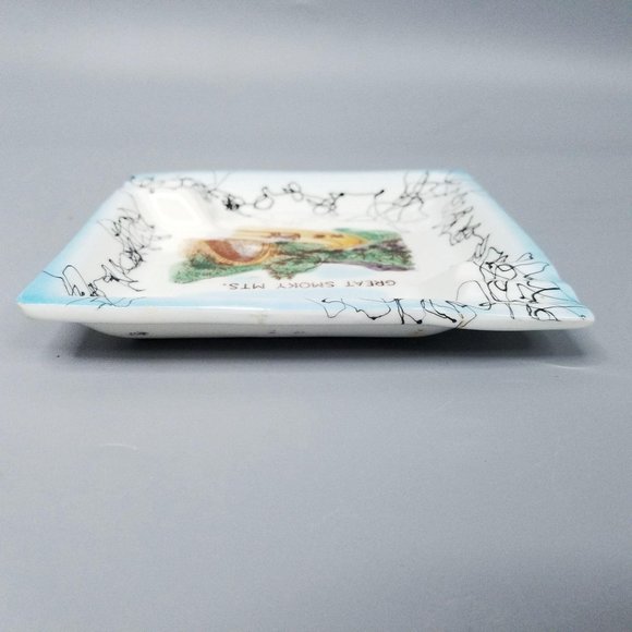 Vintage Great Smoky Mts. 4 Slot Ashtray Ceramic - Picture 8 of 10